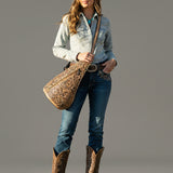 American Darling Sling Beautifully Hand Tooled Genuine Leather Women Bag Western Handbag Purse