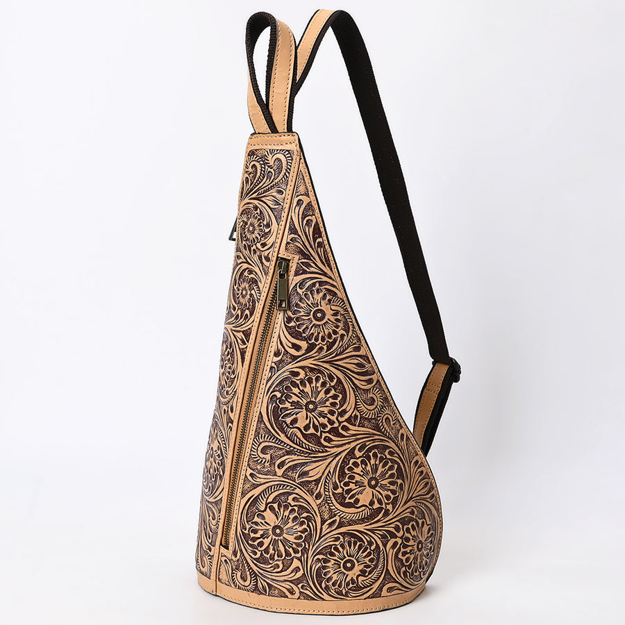 American Darling Sling Beautifully Hand Tooled Genuine Leather Women Bag Western Handbag Purse - Uhorse