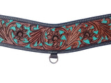 COMFYTACK Leather Horse Tripping Breast Collar Brown Floral Turquoise Inlay