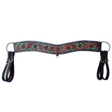 COMFYTACK Leather Horse Tripping Breast Collar Brown Floral Turquoise Inlay