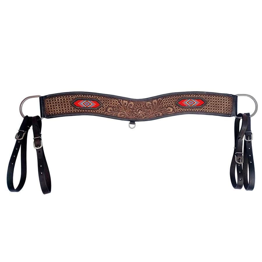 COMFYTACK Western Leather Horse Tripping Breast Collar Brown Floral Beaded - Uhorse