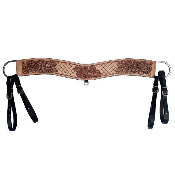 COMFYTACK Western Leather Horse Tripping Breast Collar Brown Floral Carved - Uhorse