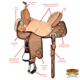 Flex Tree Western Horse Saddle In American Leather Barrel Trail Hilason