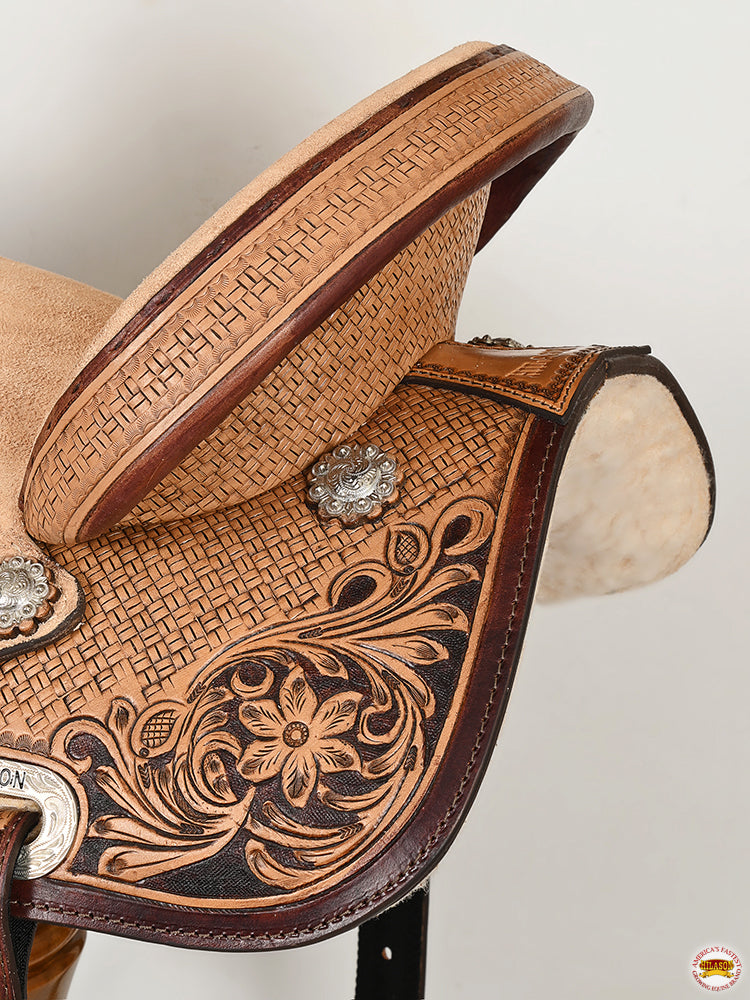 HILASON Flex Tree Western Horse Saddle in American Leather Barrel Trail | for Horses