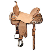 Flex Tree Western Horse Saddle In American Leather Barrel Trail Hilason