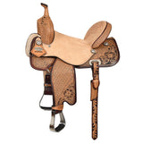 Flex Tree Western Horse Saddle In American Leather Barrel Trail Hilason