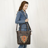 American Darling Adbg1523 Tote Upcycled Wool Genuine Leather Women Bag Western Handbag Purse