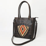 American Darling Adbg1523 Tote Upcycled Wool Genuine Leather Women Bag Western Handbag Purse