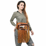 American Darling Adbg1524 Fanny Pack Hand Tooled Upcycled Wool Hair-On Genuine Leather Women Bag Western Handbag Purse