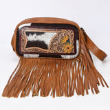 American Darling Adbg1524 Fanny Pack Hand Tooled Upcycled Wool Hair-On Genuine Leather Women Bag Western Handbag Purse