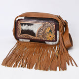 American Darling Adbg1524 Fanny Pack Hand Tooled Upcycled Wool Hair-On Genuine Leather Women Bag Western Handbag Purse