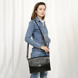 American Darling Adbg1526 Small Crossbody Crocodile Embossed Genuine Leather Women Bag Western Handbag Purse