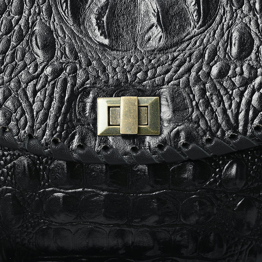 American Darling Crocodile Embossed Leather Small Crossbody Bag for Women, Genuine Vegetable-Tanned Leather,