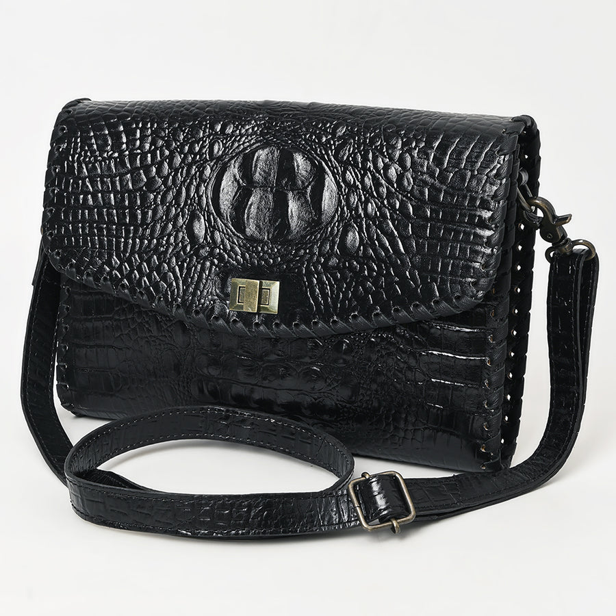 American Darling Western Crocodile Embossed Leather Small Crossbody Bag - Uhorse