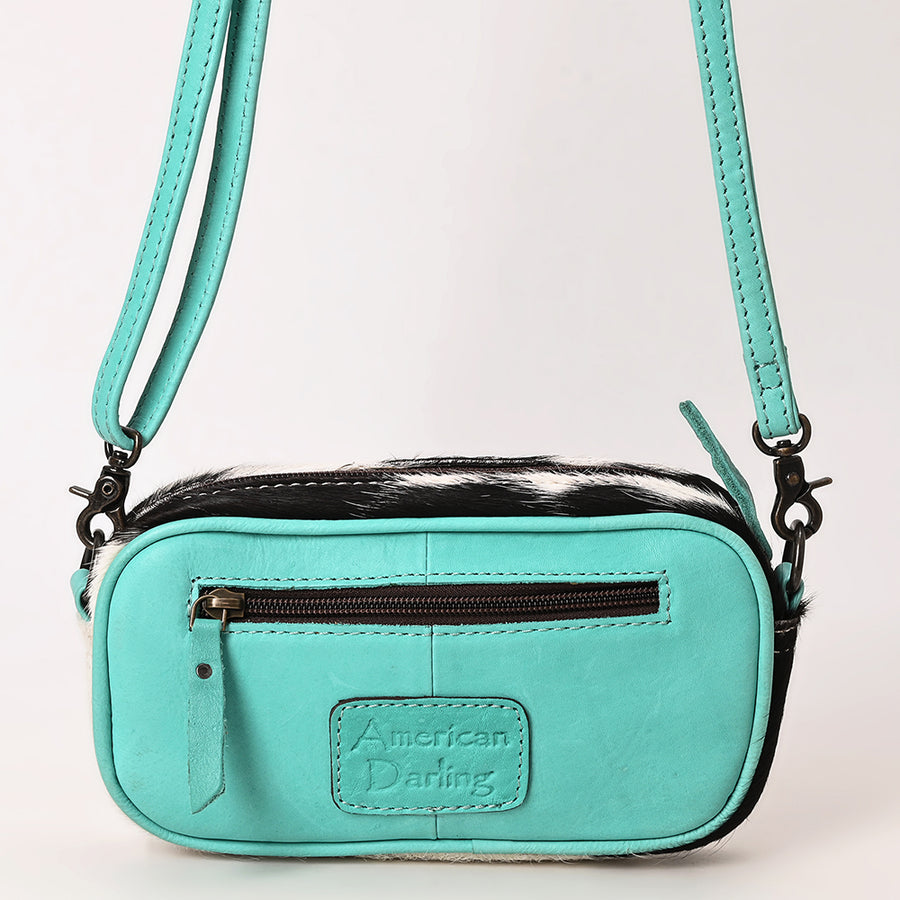 American Darling Women's Small Crossbody Bag, Hair-On Cowhide, Hand-Tooled Floral Leather, Vegetable-Tanned Leather