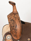 Flex Tree Western Horse Saddle In American Leather Barrel Trail Hilason