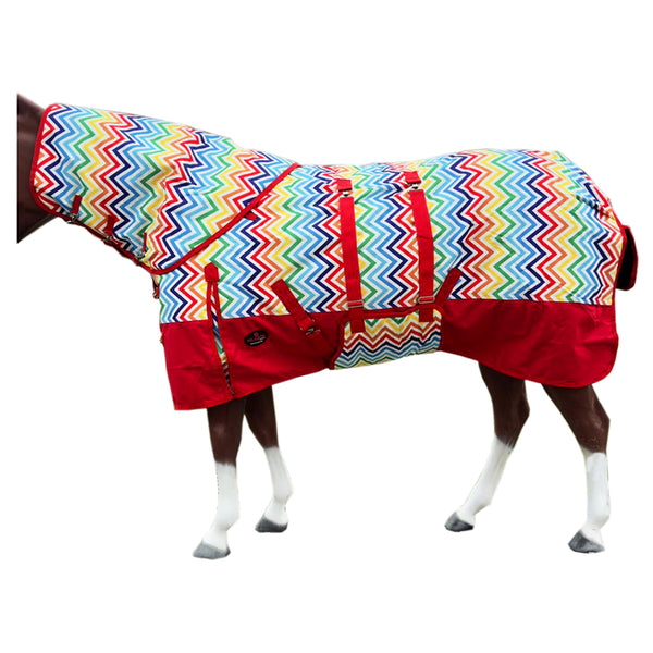 HILASON 1200D Winter Waterproof Poly Horse Hood Turnout Neck Blanket Belly Wrap Rainbow Zigzag - Uhorse