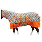 HILASON 1200D Winter Waterproof Poly Horse Hood Turnout Neck Blanket Belly Wrap Floral Motif