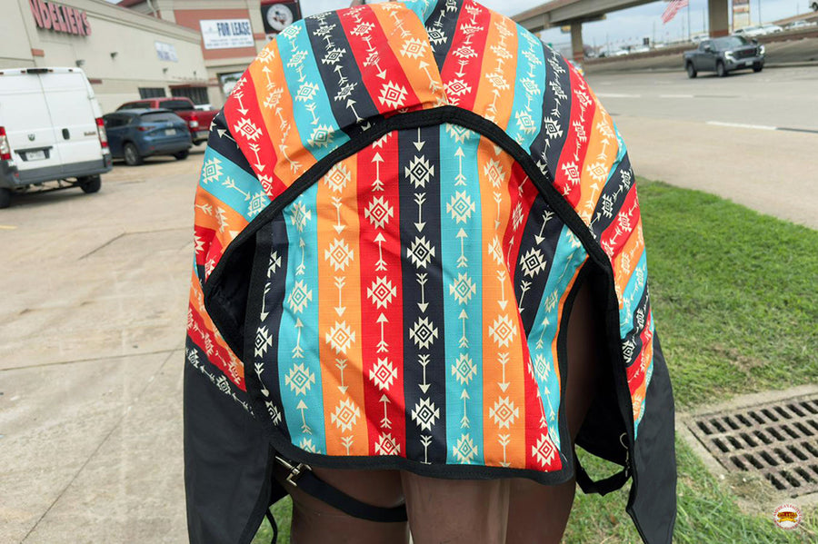 HILASON 1200D Winter Waterproof Poly Horse Hood Turnout Neck Blanket Belly Wrap Tribal | Blankets for Horses