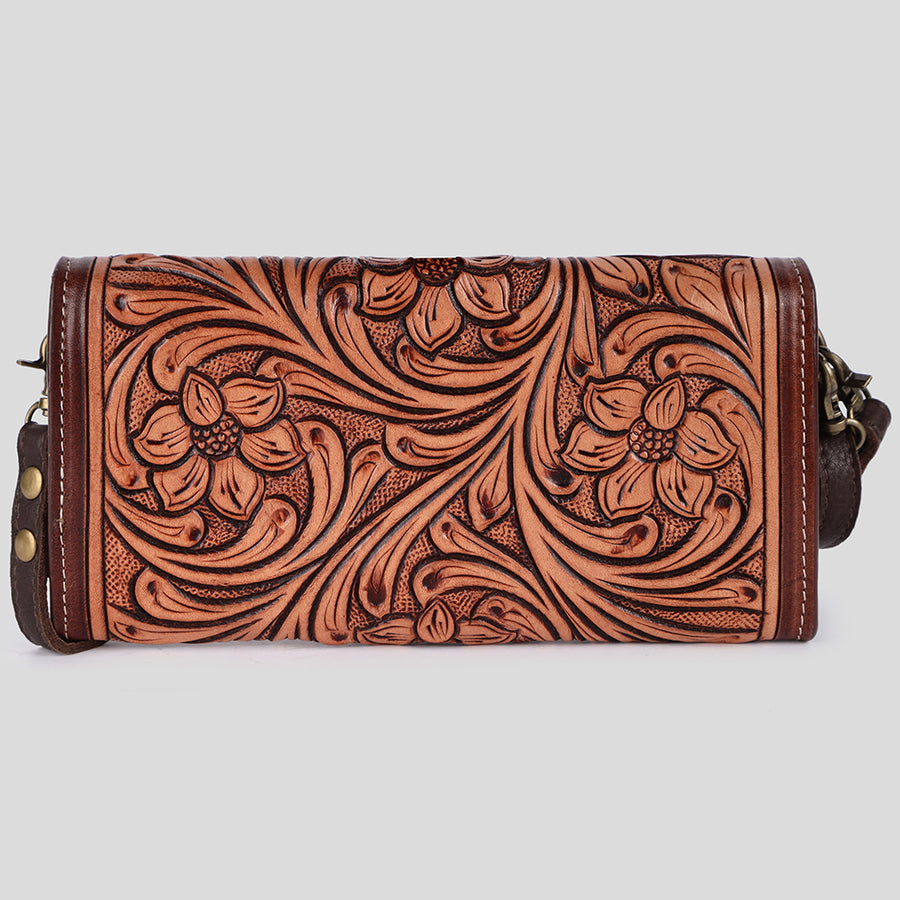 American Darling Wallet Western Hand Tooled Floral Carved Genuine Leather Handcrafted Purse with YKK Zipper