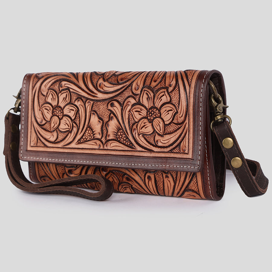 American Darling Wallet Hand Tooled Genuine Leather Women Bag Western Handbag Purse - Uhorse