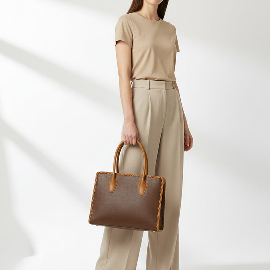 American Darling Tote Bag Western Genuine Leather Handcrafted Large Purse with Braided Detail and YKK Zipper