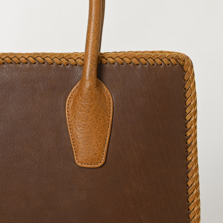 American Darling Tote Bag Western Genuine Leather Handcrafted Large Purse with Braided Detail and YKK Zipper
