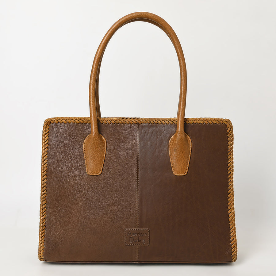 American Darling Tote Bag Western Genuine Leather Handcrafted Large Purse with Braided Detail and YKK Zipper