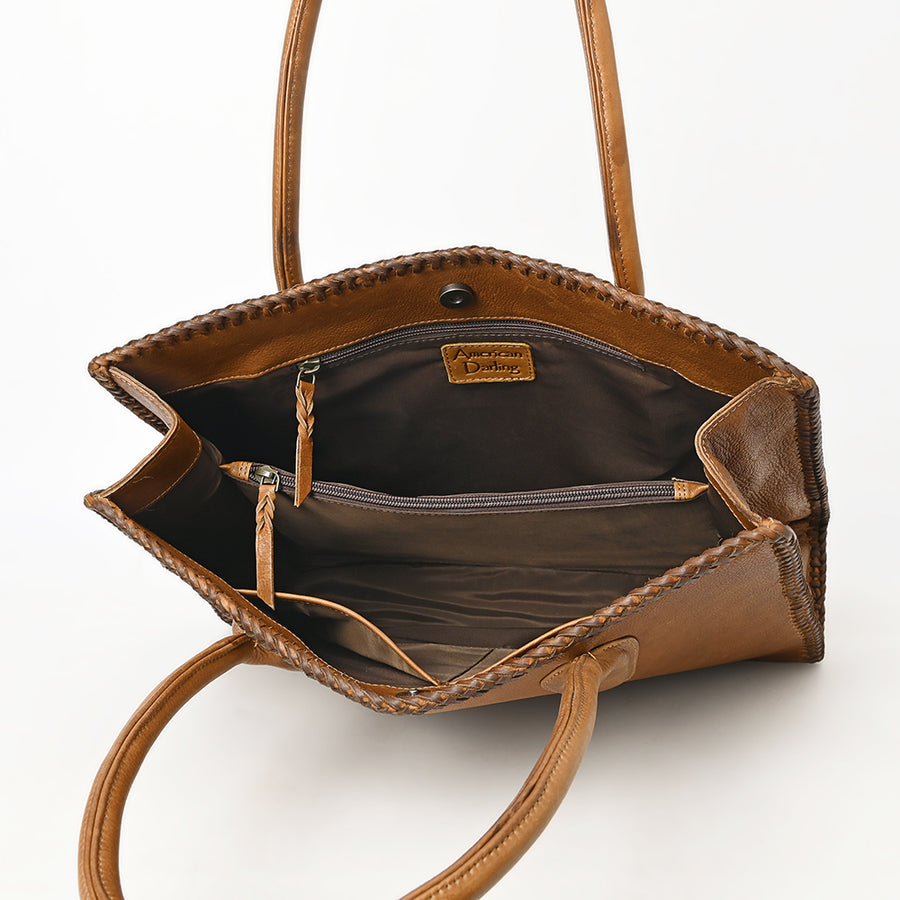 American Darling Tote Bag Western Genuine Leather Handcrafted Large Purse with Braided Detail and YKK Zipper