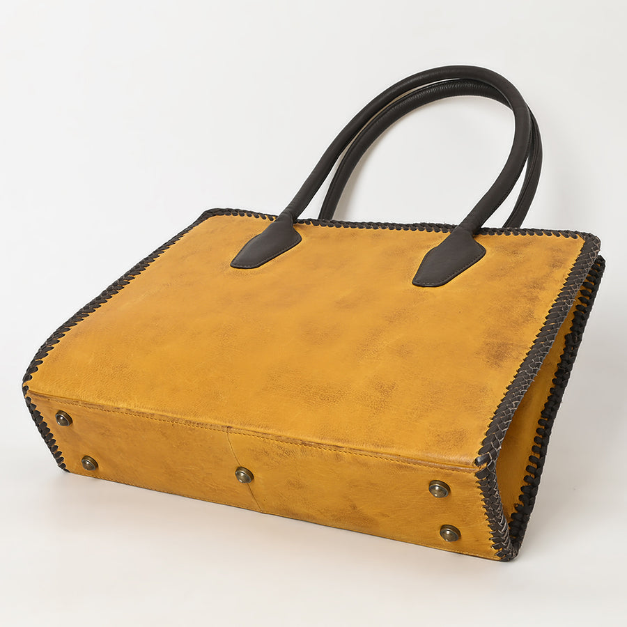 American Darling Tote Bag Western Genuine Leather Handcrafted Large Purse with Braided Detail and YKK Zipper