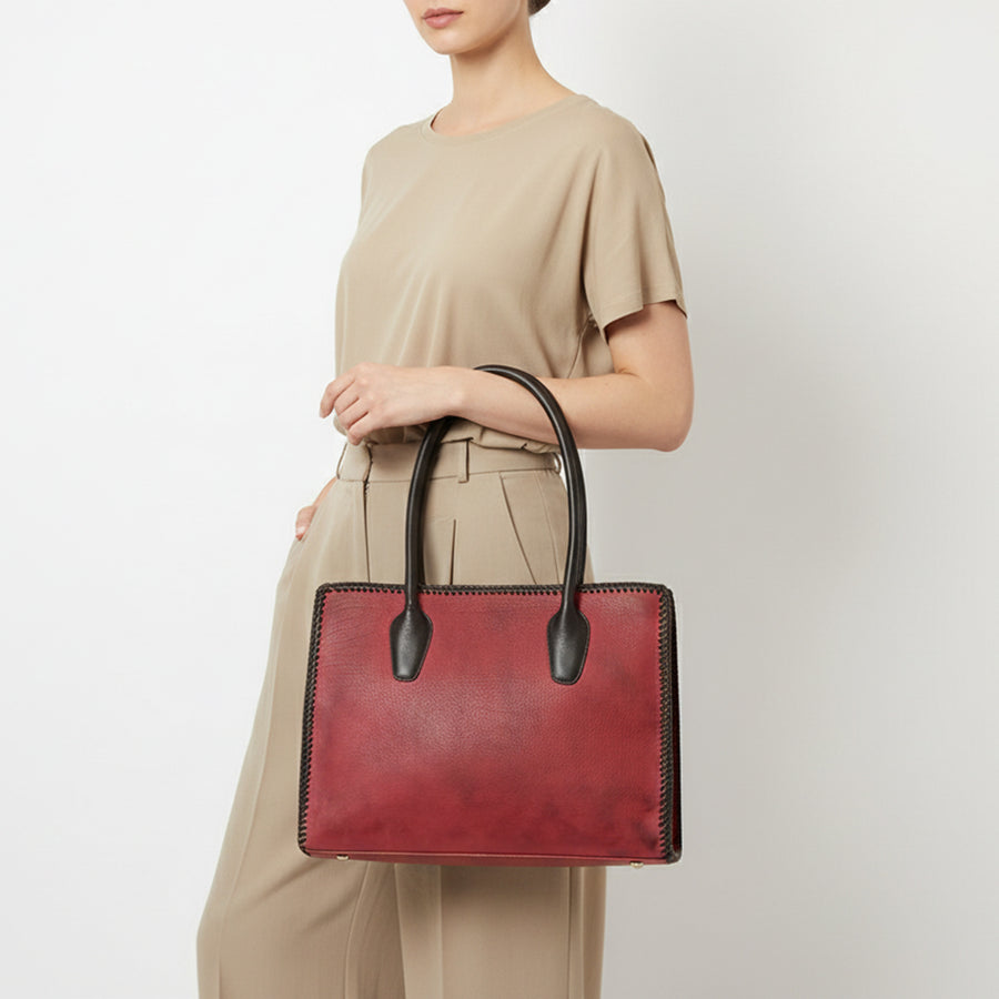 American Darling Tote Bag Western Genuine Leather Handcrafted Large Purse with Braided Detail and YKK Zipper