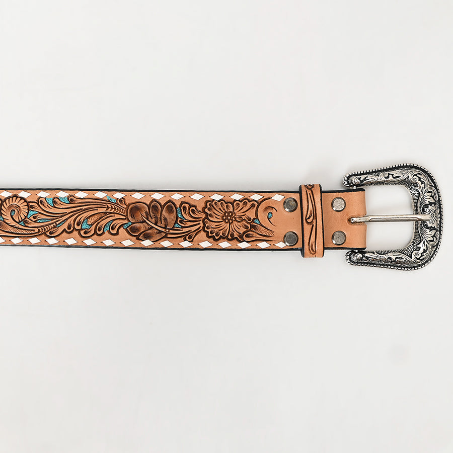 American Darling Beautifully Hand Tooled Brown Genuine Leather Apparel Belt Men and Women