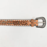 American Darling Hand Tooled Carved Unisex Genuine American Leather Belt Tan