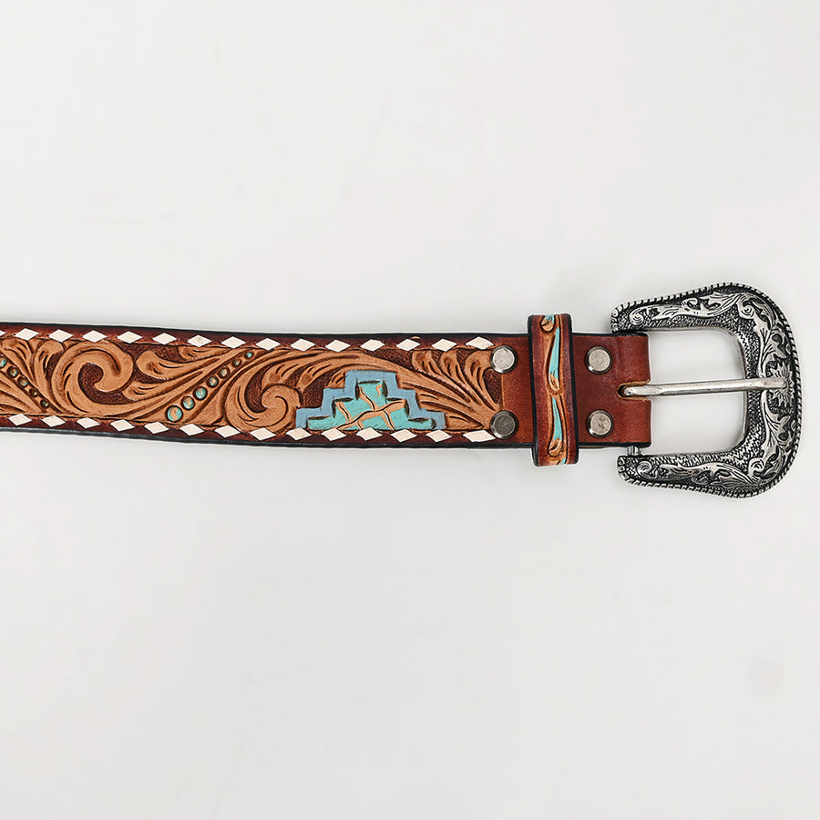American Darling Beautifully Hand Tooled Brown Genuine Leather Apparel Belt Men and Women