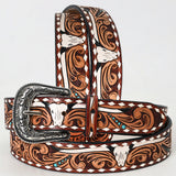 Small American Darling Hand Carved Unisex Genuine American Leather Belt Brown - Uhorse