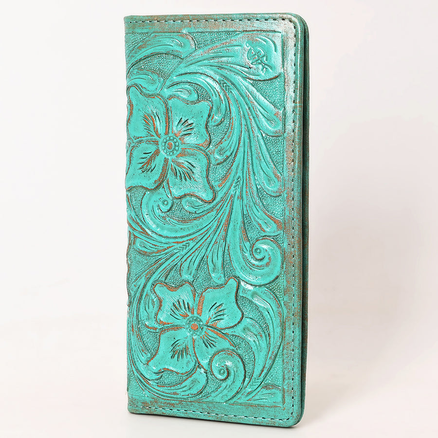 American Darling Western Leather Clutch Bag with Hand-Tooled Floral Carving - Genuine Leather - Uhorse