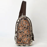 American Darling Sling Beautifully Hand Tooled Hair On Genuine Leather Women Bag Western Handbag Purse |