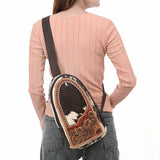 American Darling Sling Beautifully Hand Tooled Hair-On Genuine Leather women bag western handbag purse