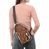 American Darling Sling Beautifully Hand Tooled Hair On Genuine Leather Women Bag Western Handbag Purse |