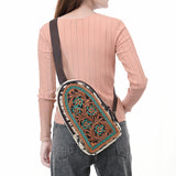 American Darling Sling Beautifully Hand Tooled Hair On Genuine Leather Women Bag Western Handbag Purse |