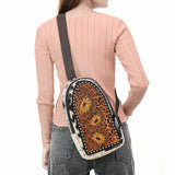 American Darling Sling Beautifully Hand Tooled Hair On Genuine Leather Women Bag Western Handbag Purse |