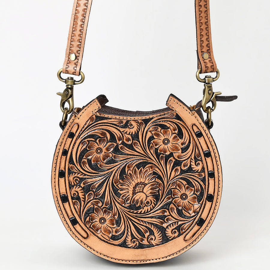 American Darling Canteen Bag - Hand Tooled Floral Carved, Eco-Friendly Vegetable Tanned Genuine Leather, Western Style