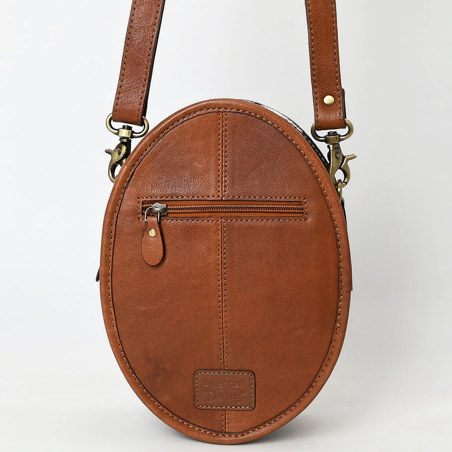 American Darling Canteen Bag - Buck Stitched Floral Carved, Eco-Friendly Vegetable Tanned Genuine Leather, Western Style