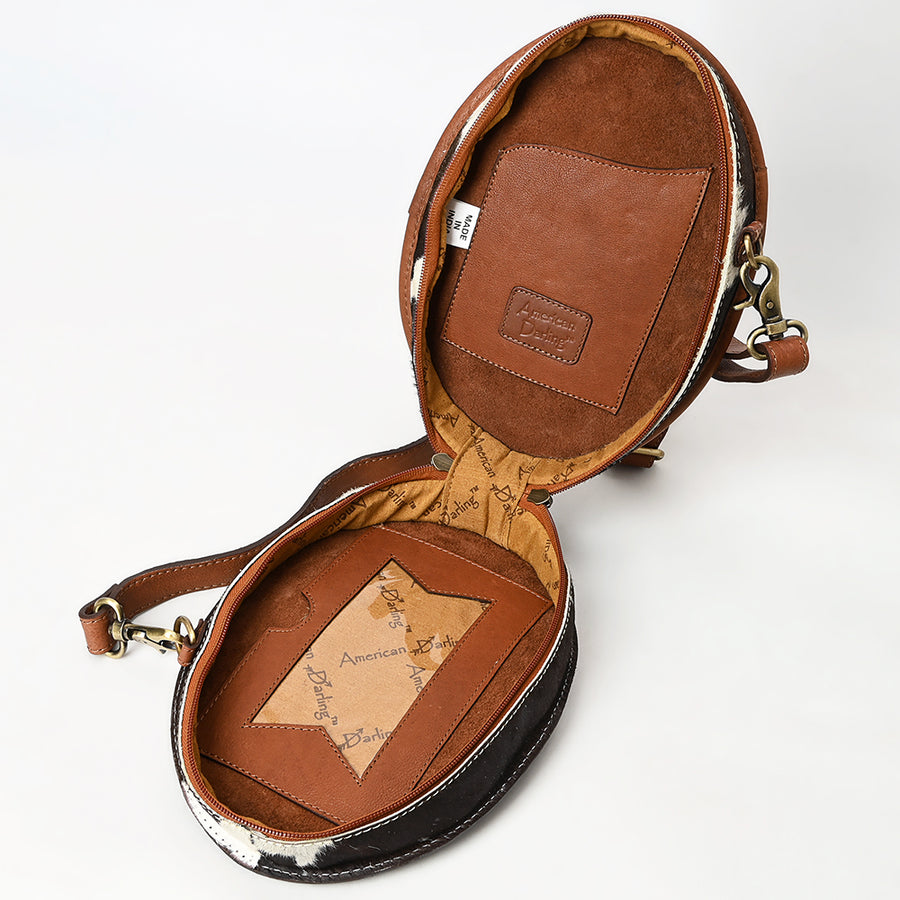 American Darling Canteen Bag - Buck Stitched Floral Carved, Eco-Friendly Vegetable Tanned Genuine Leather, Western Style