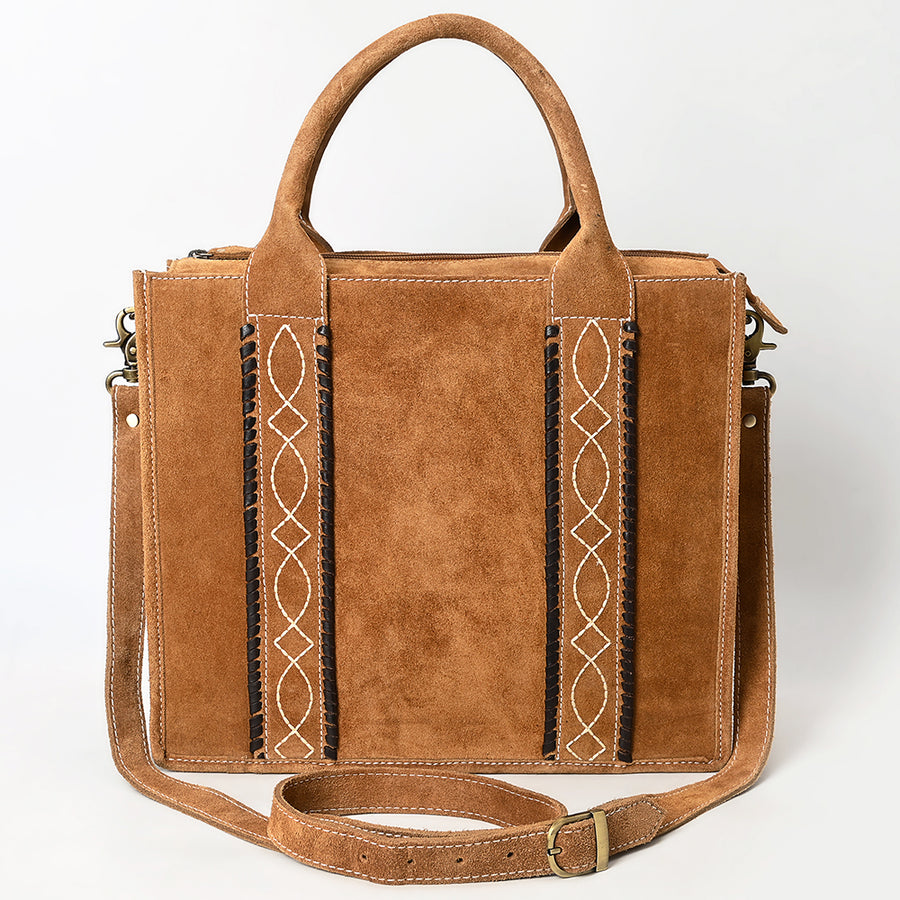 American Darling Tote Bag - Boot Stitched, Braided, Eco-Friendly Vegetable Tanned Genuine Leather, Western Leather Handbag
