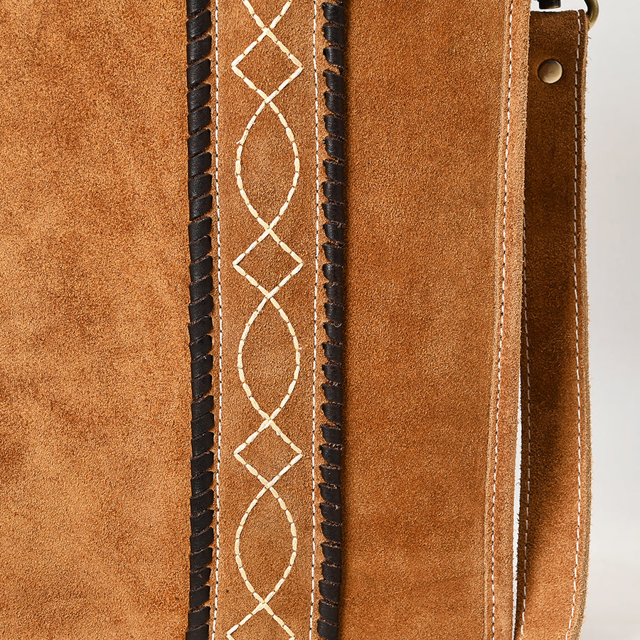 American Darling Tote Bag - Boot Stitched, Braided, Eco-Friendly Vegetable Tanned Genuine Leather, Western Leather Handbag