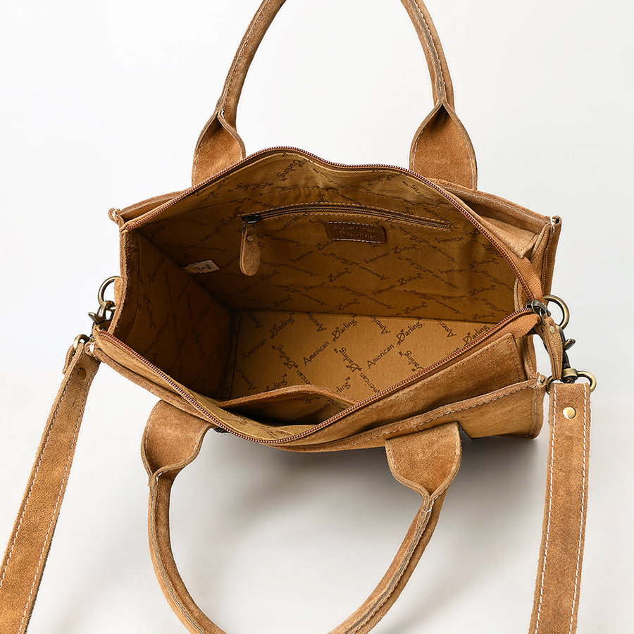 American Darling Tote Bag - Boot Stitched, Braided, Eco-Friendly Vegetable Tanned Genuine Leather, Western Leather Handbag
