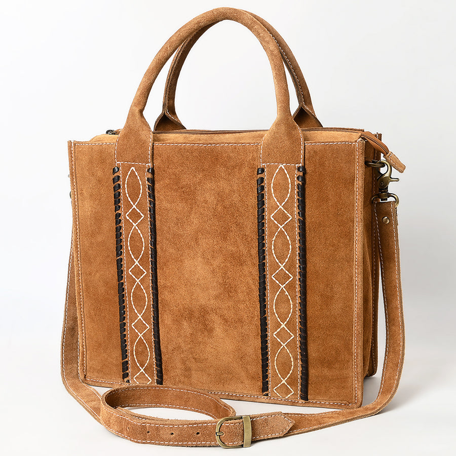 American Darling Boot Stitched Braided Genuine Leather Tote Bag - Uhorse