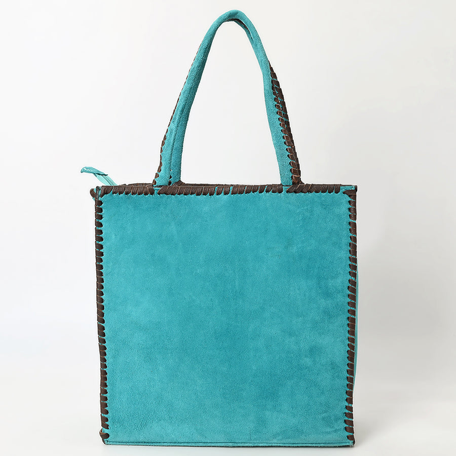 American Darling Tote Bag - Boot Stitched, Braided, Eco-Friendly Vegetable Tanned Genuine Suede Leather, Western Leather Handbag