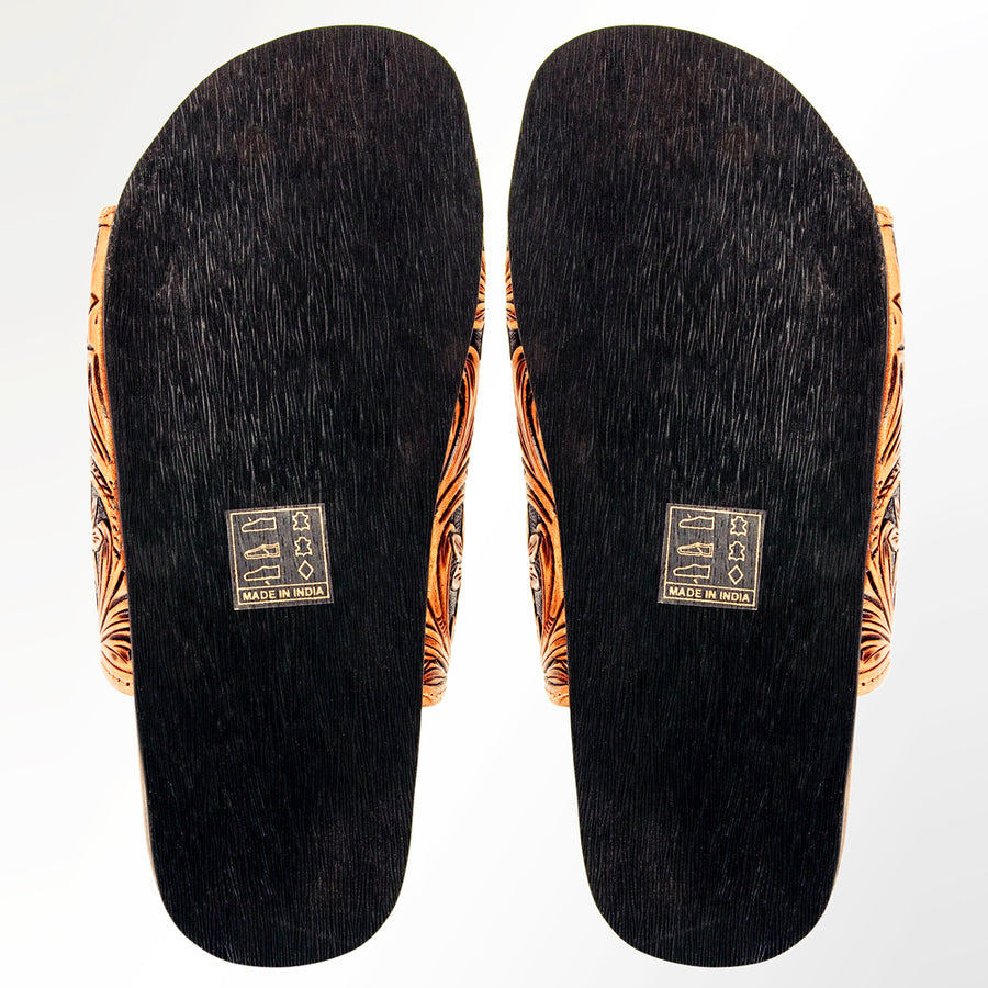American Darling Hand Tooled, Carved Genuine Leather Sandal Footwear Flip Flop | Tooled